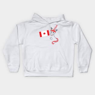 Canada Day Unicorn Holding The flag of Canada Kids Hoodie